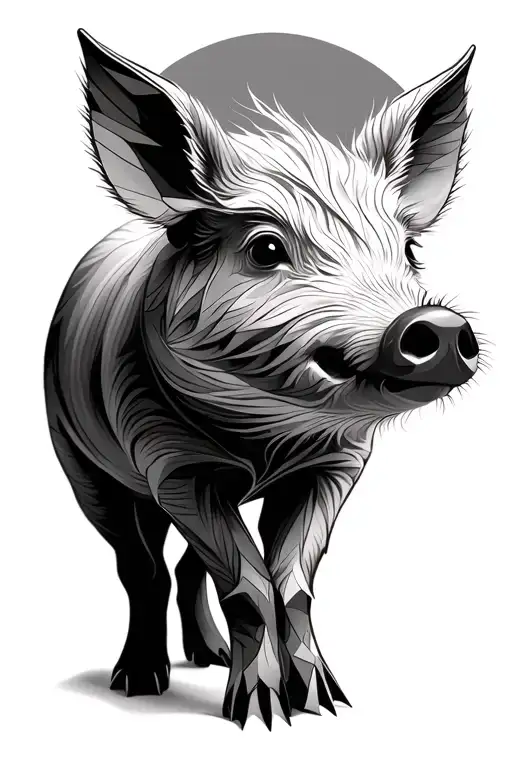 Wildboar piglet tattoo design idea
