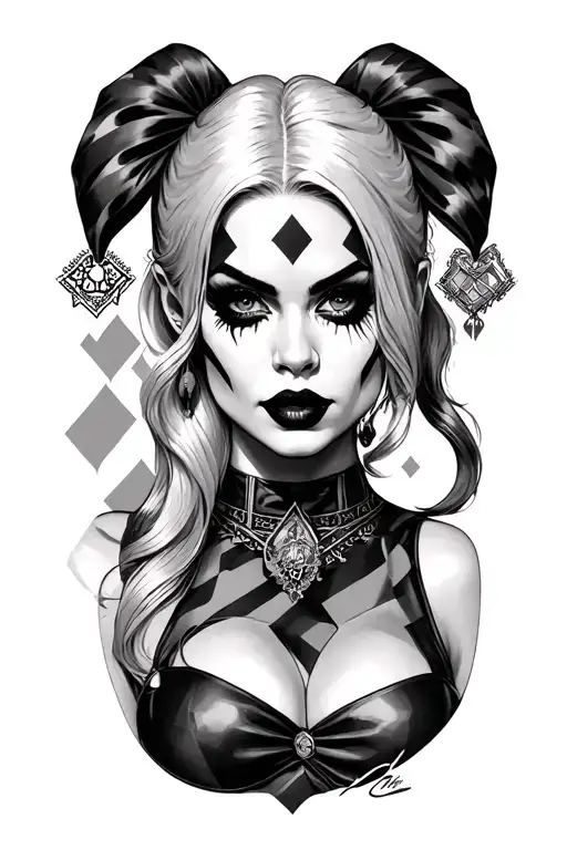 Harley Quinn Rhombuses tattoo design idea