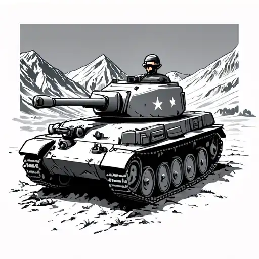 Tank-62 in mountain Afganistan tattoo design idea