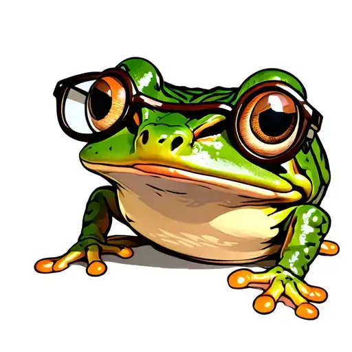 frog with buttcheeks with eye glasses on his face tattoo design idea