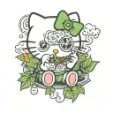 hello kitty smoking weed tattoo design idea