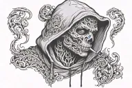 Norwegian smoke and negative shade wearing a hoodie tattoo design idea