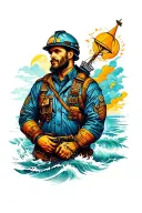 Engineer and seafarer full sleeve colorful tattoo design idea