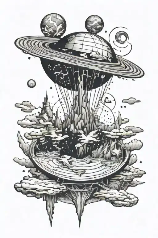 Flat Earth tattoo design idea