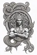 Kobe Bryant's logo merged together with a Medusa Versace logo tattoo design idea