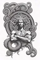 Kobe Bryant's logo merged together with a Medusa Versace logo tattoo design idea