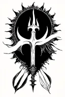 sun and trident tattoo design idea