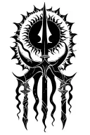 sun and trident tattoo design idea