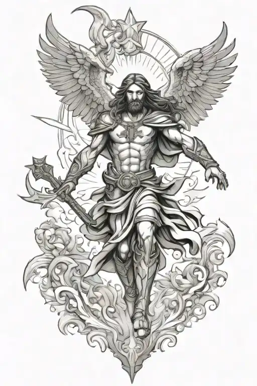 Jesus ascension armor of God st Michael  tattoo design idea