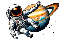 astronaut floating on jupiter tattoo design idea