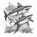 pices symbol of with good vs evil sharks tattoo design idea