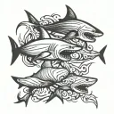pices symbol of with good vs evil sharks tattoo design idea