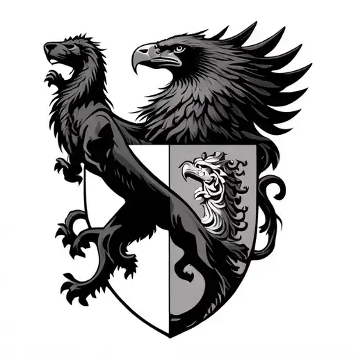 Sicilian coat of arms with black lion black eagle and Medusa head  tattoo design idea