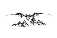 mountain bat tree tattoo design idea