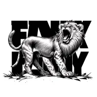 baby lion cub howling with visual effects transforming into the word family tattoo design idea