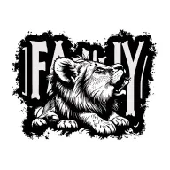 baby lion cub howling with visual effects transforming into the word family tattoo design idea