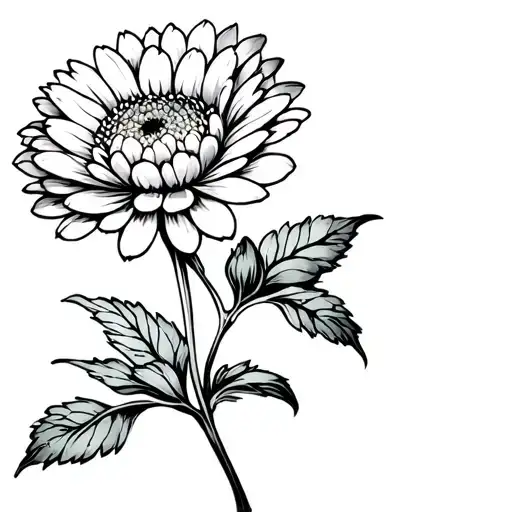 chrysanthemum blooming with dna strands faintly in the center tattoo design idea