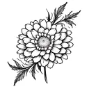 chrysanthemum blooming with dna strands faintly in the center tattoo design idea