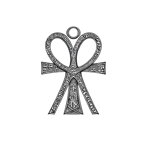 Ankh Symbol created using words "Love, Light, Power, Wealth, healing, protection and balance  tattoo design idea