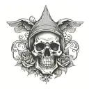 skull headstone memory his name tattoo design idea