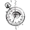 broken stopwatch with anime eye inside tattoo design idea