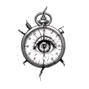 broken stopwatch with anime eye inside tattoo design idea