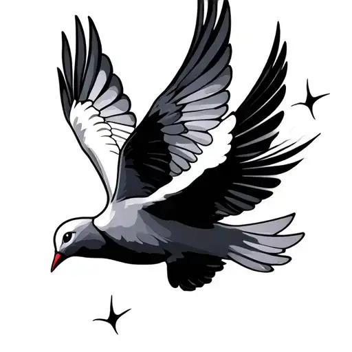 2 doves flying minimal line art design tattoo design idea