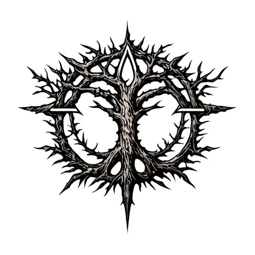 the Elden ring rune symbol incorporated with tree of gondor tattoo design idea