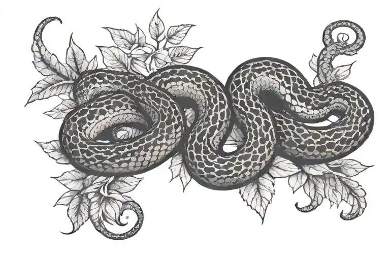 Simple american traditional tyle single snake that is half corn snake and half ball python under a knee tattoo design idea