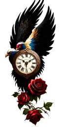 celtic phoenix roses clock heart tattoo design idea