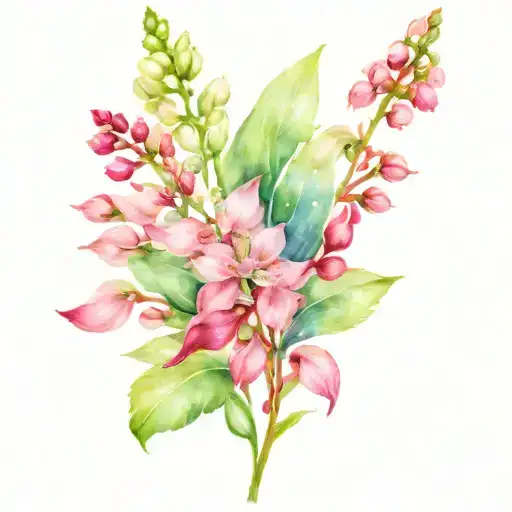 astilbe and lily of the valley flowers tattoo design idea