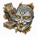 vendetta mask and cigarette box tattoo design idea