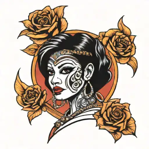Chicano style tattoo Chicano girl Egyptian gangster with lettering tattoo design idea