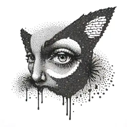 sadness and love in one face tattoo design idea