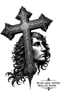 kaiser from blue lock tattoo with a cross embedded  tattoo design idea