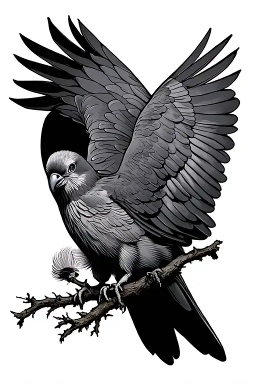 Mississippi kite and ash tree growing tattoo design idea