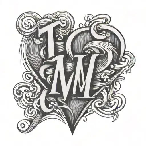 a heart made out of the letters T and M tattoo design idea