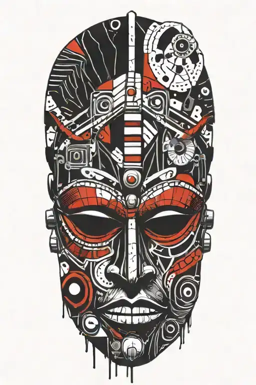 African Zulu mask tattoo design idea