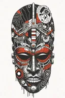 African Zulu mask tattoo design idea