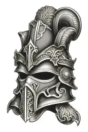 medieval soldier helmet adorned tattoo design idea