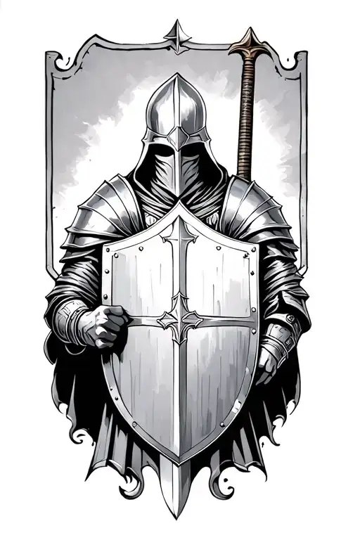 knight Templar with shield and sword tattoo design idea