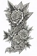 traditional patchwork sleeve tattoo design idea