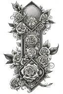 traditional patchwork sleeve tattoo design idea