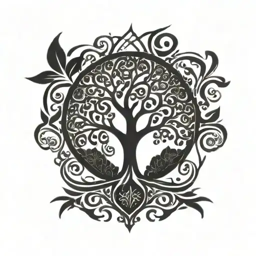 tree of life trinity symbol mixed together tattoo design idea