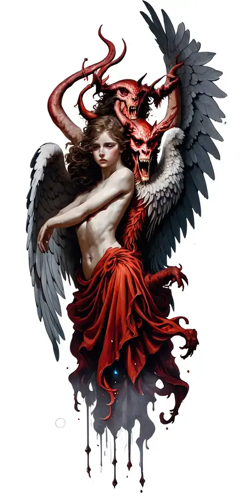 Angel Vs Demon tattoo design idea