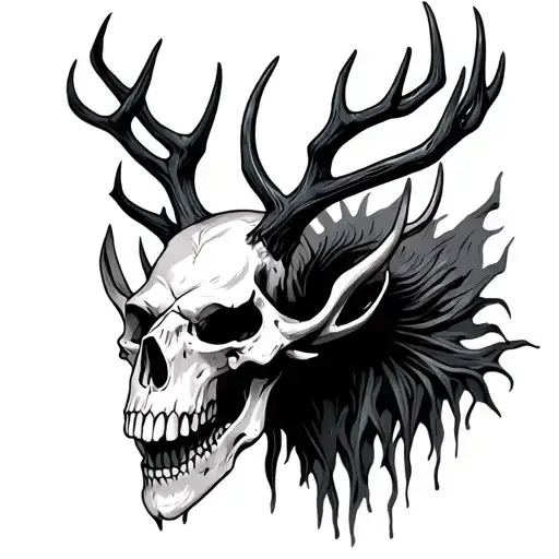 Wendigo skull tattoo design idea