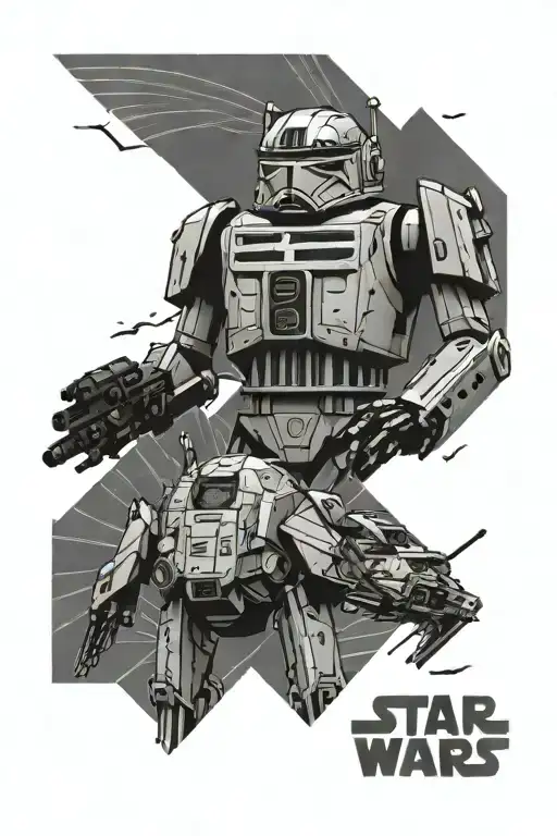 star wars, villain, mecha pattern tattoo design idea