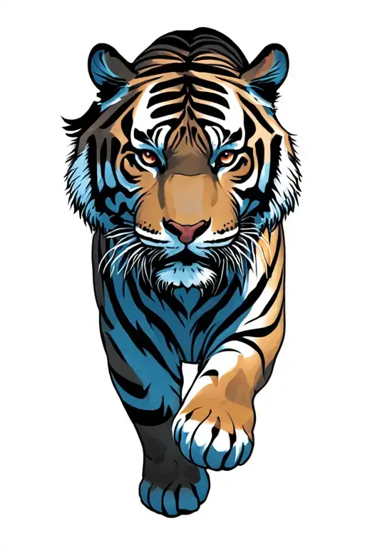 tiger walking tattoo design idea