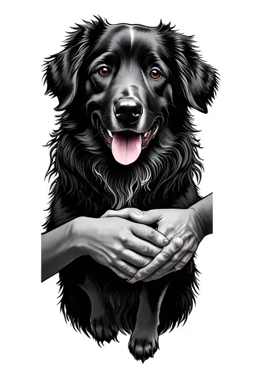forest trail family dog holding hands tattoo design idea