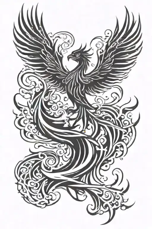 phoenix rising from flames tattoo design idea